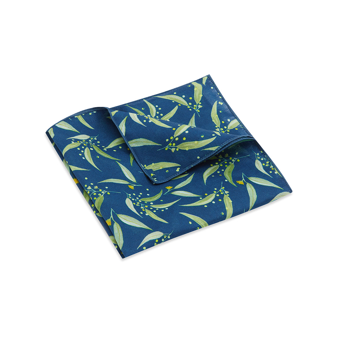 POCKET SQUARE. Ali Wilkinson Eucalyptus Print. Teal.-Pocket Squares-PEROZ Accessories