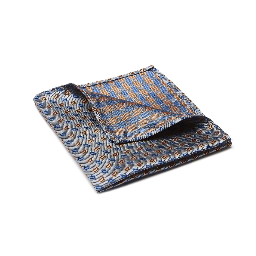 POCKET SQUARE. Paisley Print. Grey-Pocket Squares-PEROZ Accessories