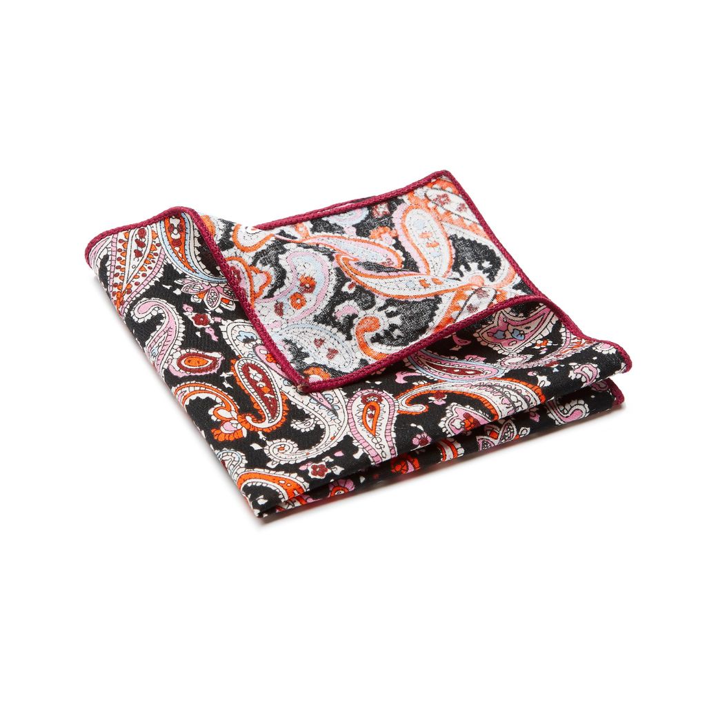 POCKET SQUARE. Paisley Print. Pink-Pocket Squares-PEROZ Accessories