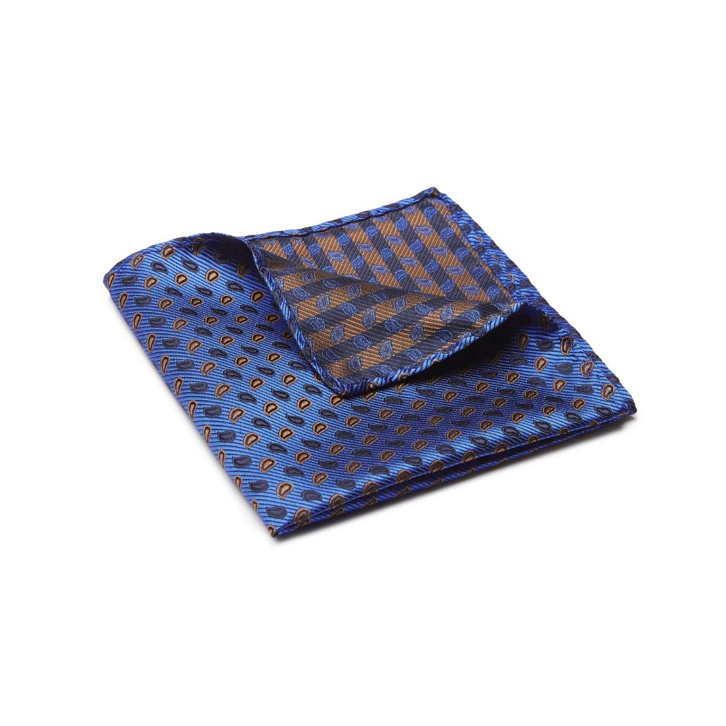 POCKET SQUARE. Paisley Print. Royal Blue-Pocket Squares-PEROZ Accessories