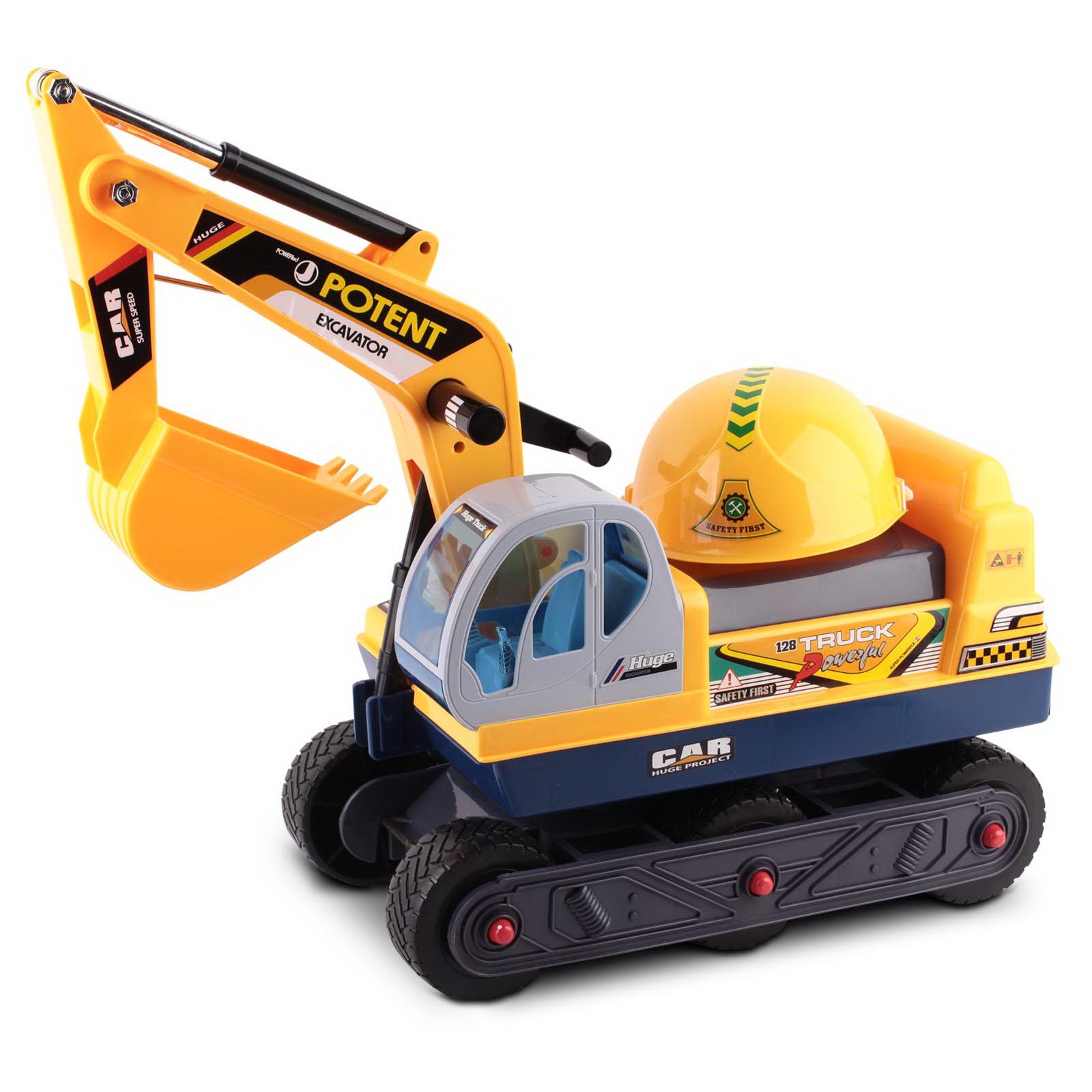 Keezi Kids Ride On Excavator - Yellow-Baby &amp; Kids &gt; Ride on Cars, Go-karts &amp; Bikes-PEROZ Accessories