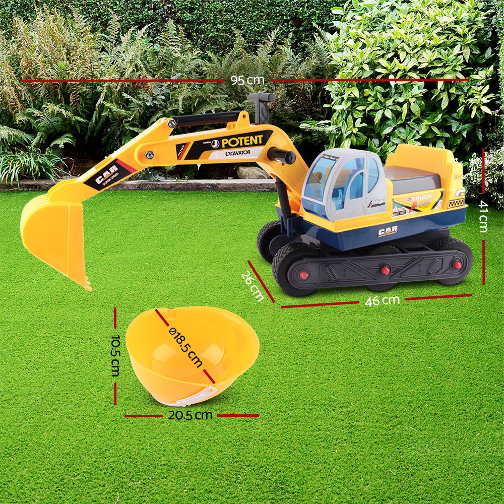 Keezi Kids Ride On Excavator - Yellow-Baby &amp; Kids &gt; Ride on Cars, Go-karts &amp; Bikes-PEROZ Accessories