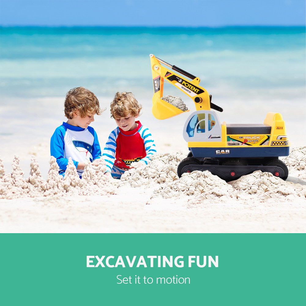 Keezi Kids Ride On Excavator - Yellow-Baby &amp; Kids &gt; Ride on Cars, Go-karts &amp; Bikes-PEROZ Accessories