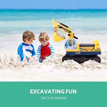 Keezi Kids Ride On Excavator - Yellow-Baby &amp; Kids &gt; Ride on Cars, Go-karts &amp; Bikes-PEROZ Accessories