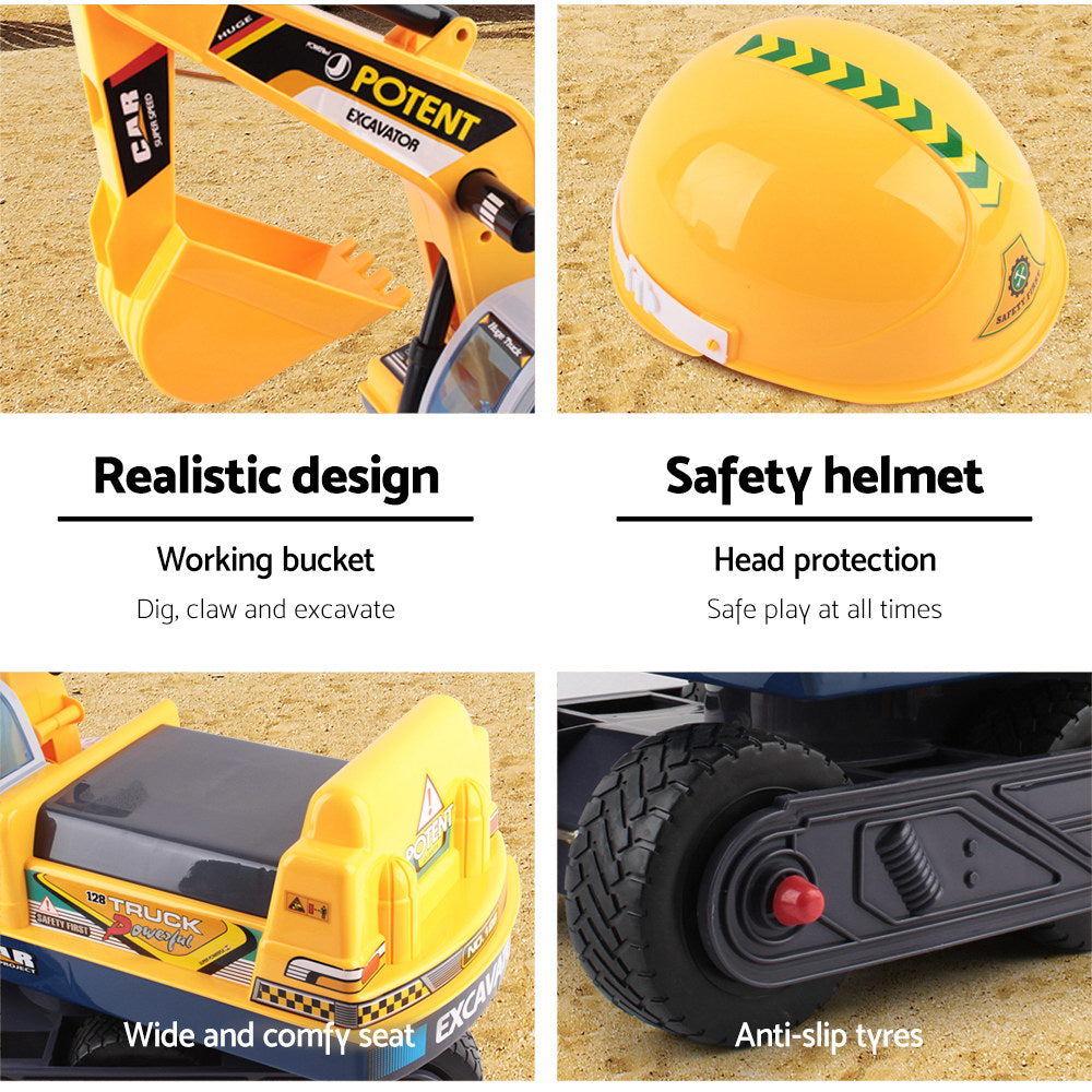 Keezi Kids Ride On Excavator - Yellow-Baby &amp; Kids &gt; Ride on Cars, Go-karts &amp; Bikes-PEROZ Accessories