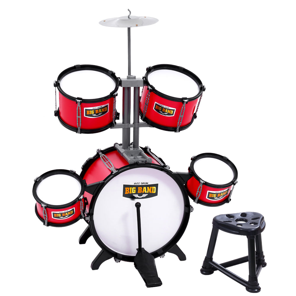 Keezi Kids 7 Drum Set Junior Drums Kit Musical Play Toys Childrens Mini Big Band-Baby &amp; Kids &gt; Toys-PEROZ Accessories