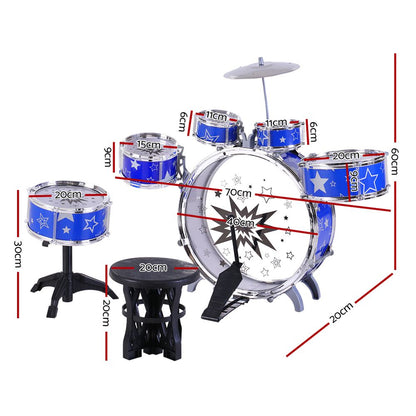 Keezi 11 Piece Kids Drum Set-Baby &amp; Kids &gt; Toys-PEROZ Accessories