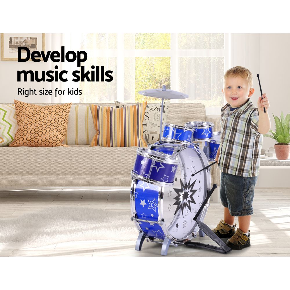 Keezi 11 Piece Kids Drum Set-Baby &amp; Kids &gt; Toys-PEROZ Accessories