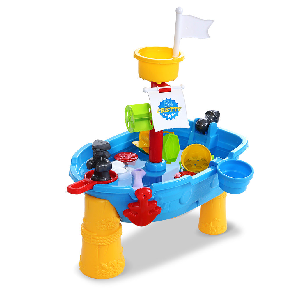 Keezi Kids Beach Sand and Water Toys Outdoor Table Pirate Ship Childrens Sandpit-Baby &amp; Kids &gt; Toys-PEROZ Accessories