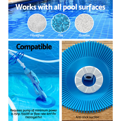 Swimming Pool Cleaner Automatic Vacuum Floor Climb Wall Suction Ground 10M Hose-Pool Cleaners-PEROZ Accessories