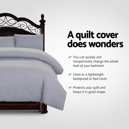 Giselle Quilt Cover Set Classic Grey - Super King-Home &amp; Garden &gt; Bedding-PEROZ Accessories