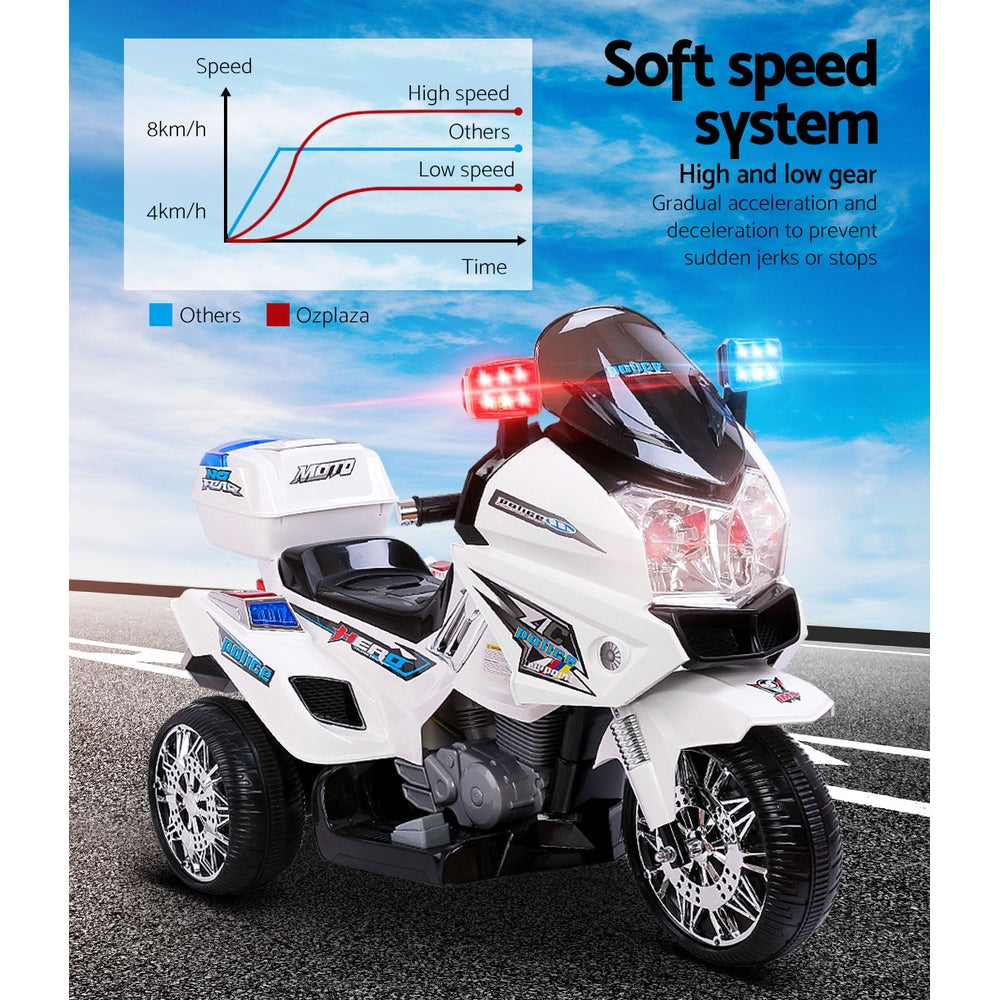 Rigo Kids Ride On Motorbike Motorcycle Car White-Baby &amp; Kids &gt; Ride on Cars, Go-karts &amp; Bikes-PEROZ Accessories