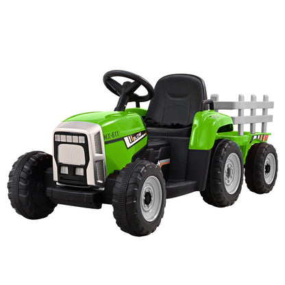 Rigo Ride On Car Tractor Trailer Toy Kids Electric Cars 12V Battery Green-Baby &amp; Kids &gt; Toys-PEROZ Accessories