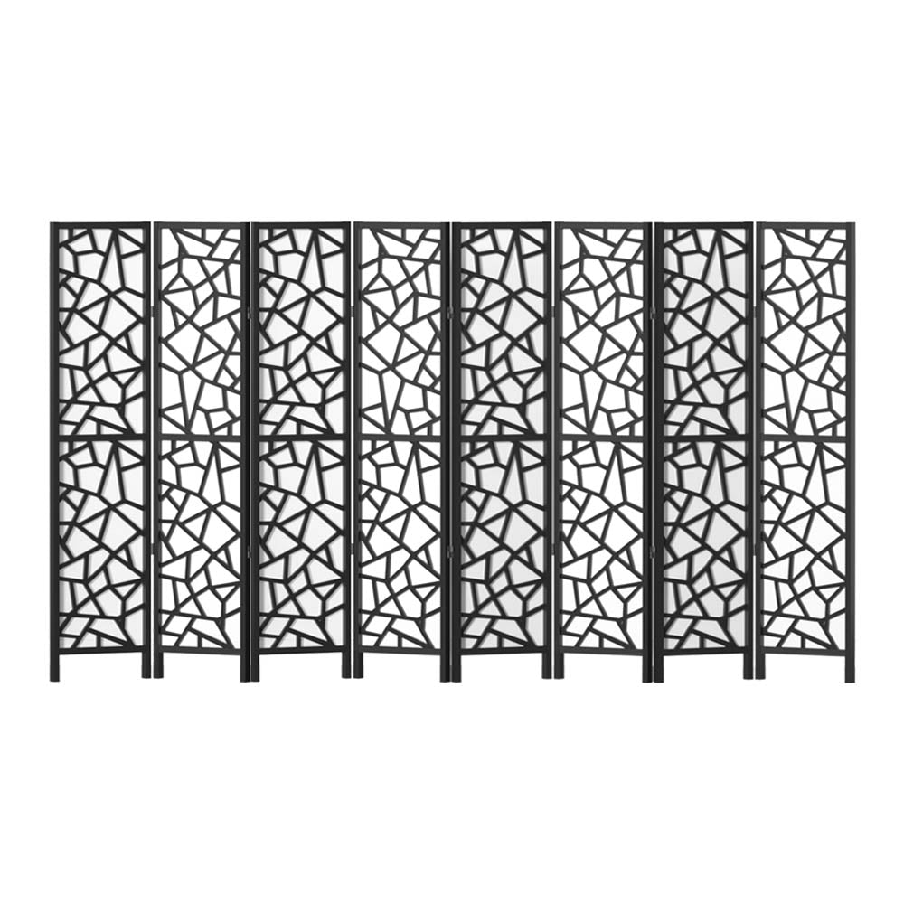 Artiss Clover Room Divider Screen Privacy Wood Dividers Stand 8 Panel Black-Furniture &gt; Living Room - Peroz Australia - Image - 1