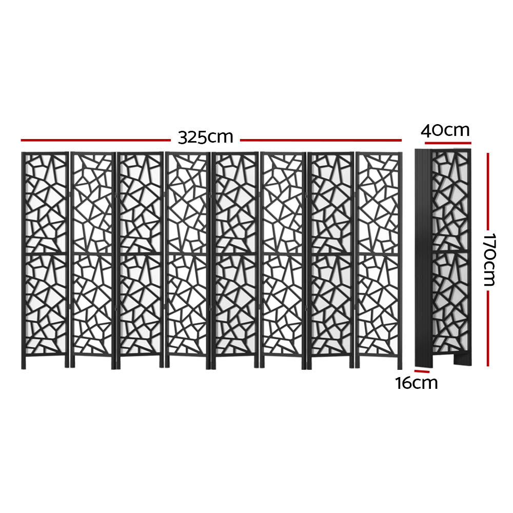 Artiss Clover Room Divider Screen Privacy Wood Dividers Stand 8 Panel Black-Furniture &gt; Living Room - Peroz Australia - Image - 2