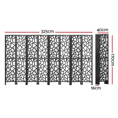 Artiss Clover Room Divider Screen Privacy Wood Dividers Stand 8 Panel Black-Furniture &gt; Living Room - Peroz Australia - Image - 2