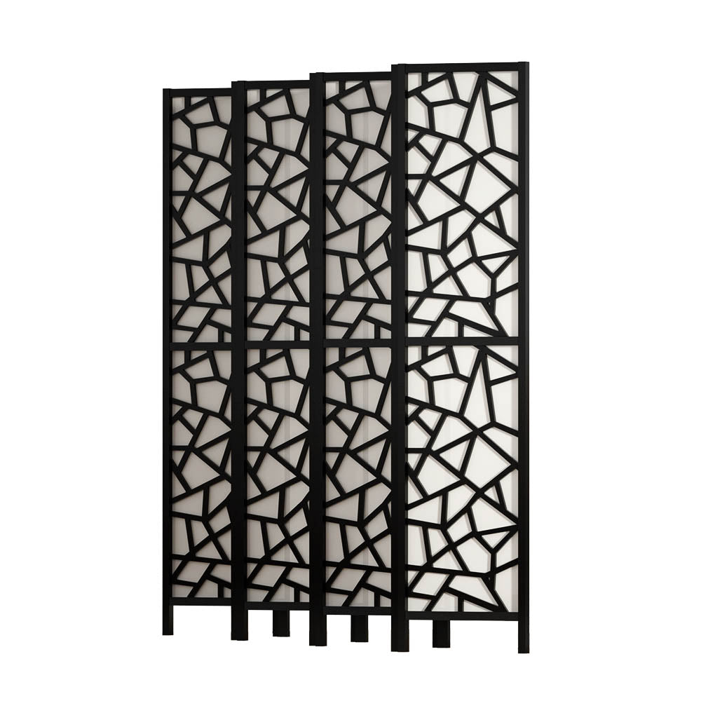 Artiss Clover Room Divider Screen Privacy Wood Dividers Stand 8 Panel Black-Furniture &gt; Living Room - Peroz Australia - Image - 4