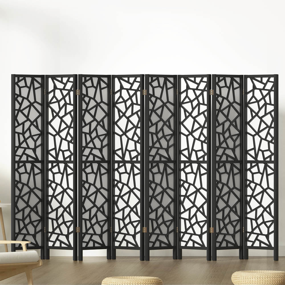 Artiss Clover Room Divider Screen Privacy Wood Dividers Stand 8 Panel Black-Furniture &gt; Living Room - Peroz Australia - Image - 8