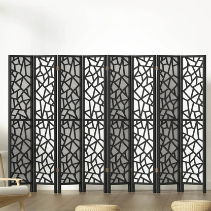 Artiss Clover Room Divider Screen Privacy Wood Dividers Stand 8 Panel Black-Furniture &gt; Living Room - Peroz Australia - Image - 8