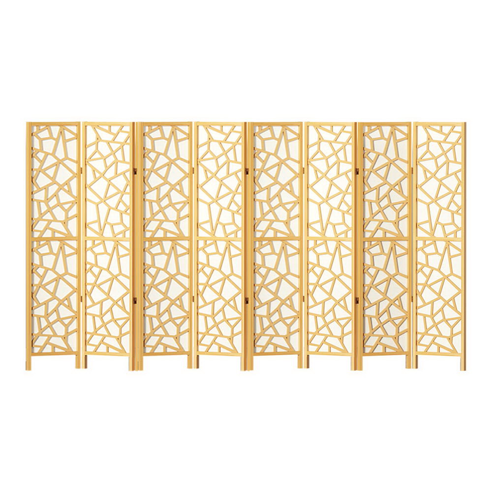 Artiss Clover Room Divider Screen Privacy Wood Dividers Stand 8 Panel Natural-Furniture &gt; Living Room - Peroz Australia - Image - 1