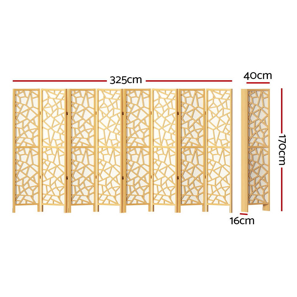 Artiss Clover Room Divider Screen Privacy Wood Dividers Stand 8 Panel Natural-Furniture &gt; Living Room - Peroz Australia - Image - 2