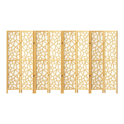 Artiss Clover Room Divider Screen Privacy Wood Dividers Stand 8 Panel Natural-Furniture &gt; Living Room - Peroz Australia - Image - 3