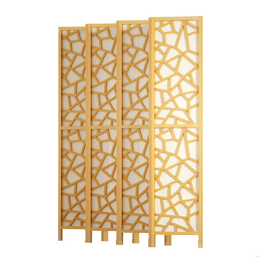 Artiss Clover Room Divider Screen Privacy Wood Dividers Stand 8 Panel Natural-Furniture &gt; Living Room - Peroz Australia - Image - 4