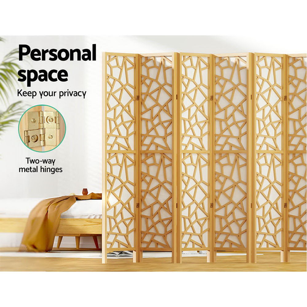 Artiss Clover Room Divider Screen Privacy Wood Dividers Stand 8 Panel Natural-Furniture &gt; Living Room - Peroz Australia - Image - 5