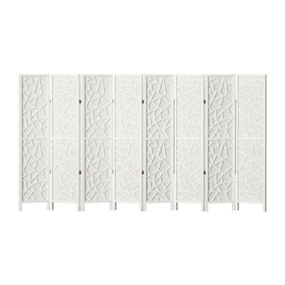 Artiss Clover Room Divider Screen Privacy Wood Dividers Stand 8 Panel White-Furniture &gt; Living Room - Peroz Australia - Image - 1