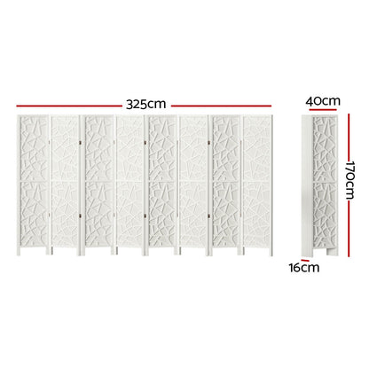 Artiss Clover Room Divider Screen Privacy Wood Dividers Stand 8 Panel White-Furniture &gt; Living Room - Peroz Australia - Image - 2