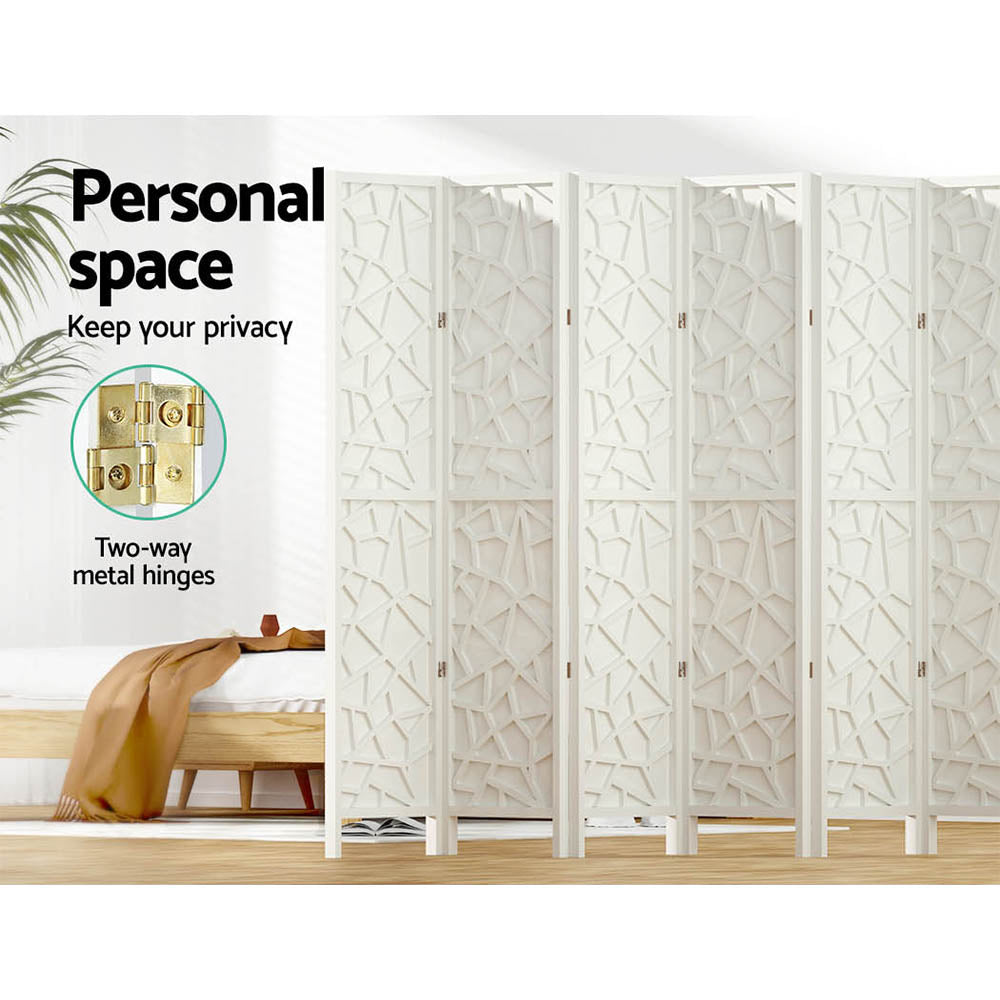 Artiss Clover Room Divider Screen Privacy Wood Dividers Stand 8 Panel White-Furniture &gt; Living Room - Peroz Australia - Image - 5