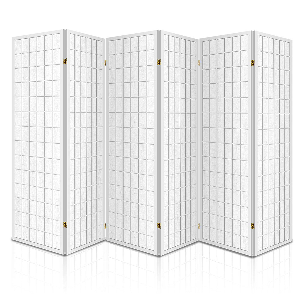 Artiss Room Divider Screen Wood Timber Dividers Fold Stand Wide White 6 Panel-Furniture &gt; Living Room - Peroz Australia - Image - 3