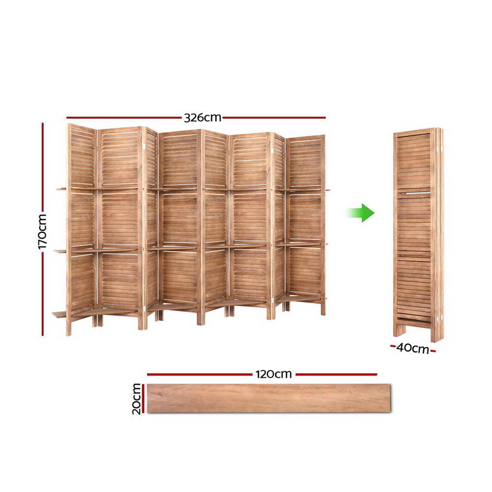 Artiss Room Divider Screen 8 Panel Privacy Dividers Shelf Wooden Timber Stand-Furniture &gt; Living Room - Peroz Australia - Image - 2