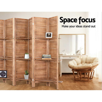 Artiss Room Divider Screen 8 Panel Privacy Dividers Shelf Wooden Timber Stand-Furniture &gt; Living Room - Peroz Australia - Image - 4