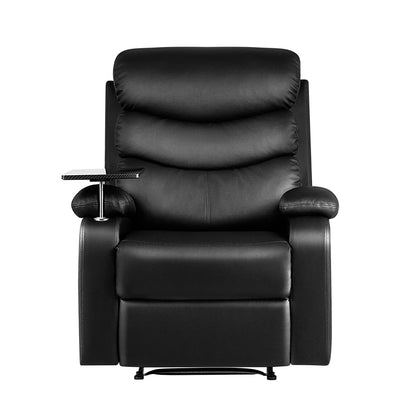 Artiss Recliner Chair Armchair Lounge Sofa Chairs Couch Leather Black Tray Table-Furniture &gt; Living Room - Peroz Australia - Image - 3