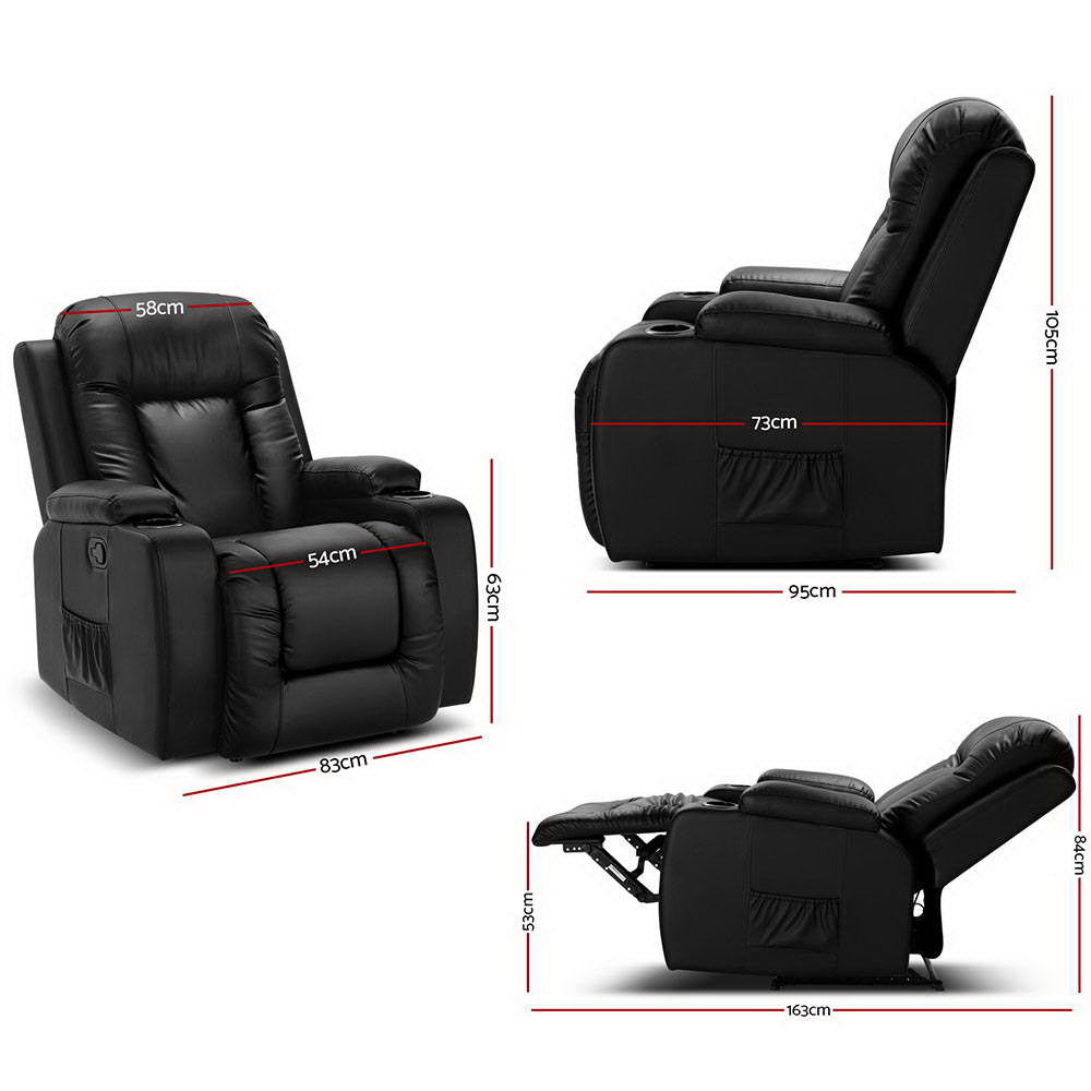 Artiss Electric Massage Chair Recliner Luxury Lounge Sofa Armchair Heat Leather-Furniture &gt; Living Room - Peroz Australia - Image - 2