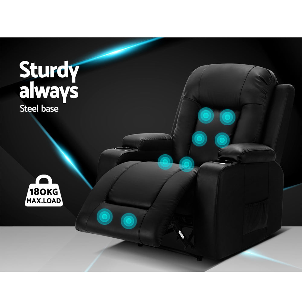 Artiss Electric Massage Chair Recliner Luxury Lounge Sofa Armchair Heat Leather-Furniture &gt; Living Room - Peroz Australia - Image - 4