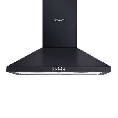 Devanti Pyramid Range Hood Rangehood 600mm 60cm Kitchen Canopy Black-Appliances &gt; Kitchen Appliances-PEROZ Accessories