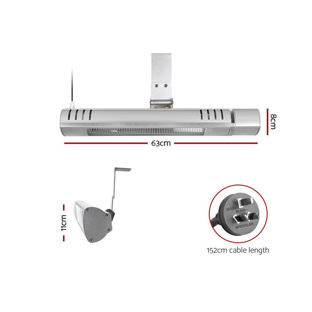 Devanti Electric Infrared Strip Heater Radiant Heaters Reamote control 2000W-Heaters-PEROZ Accessories