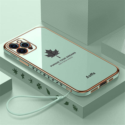 Anymob iPhone Case White Plating Maple Leaf Square Frame Soft Cover-Mobile Phone Cases-PEROZ Accessories