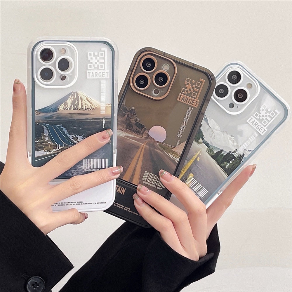 Anymob iPhone Snowy Mountain Invisible Wristband Bracket Phone Case Silicon Cover-Mobile Phone Cases-PEROZ Accessories