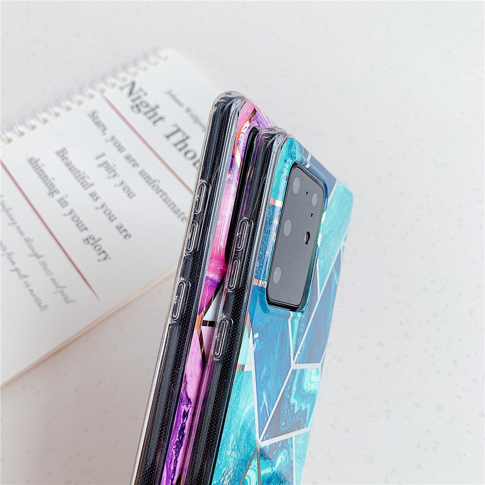 Anymob Samsung Green Geometry Marble Case Silicon Phone Cover-Mobile Phone Cases-PEROZ Accessories