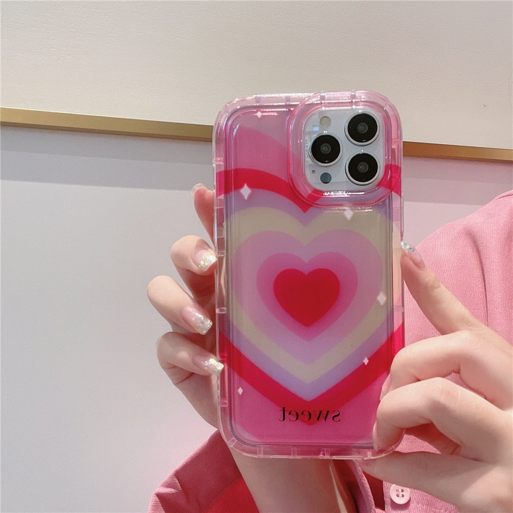 Anymob iPhone Case Pink Lovely Love Heart Air CushionSoft Cover Silicone Shockproof Protector-Mobile Phone Cases-PEROZ Accessories