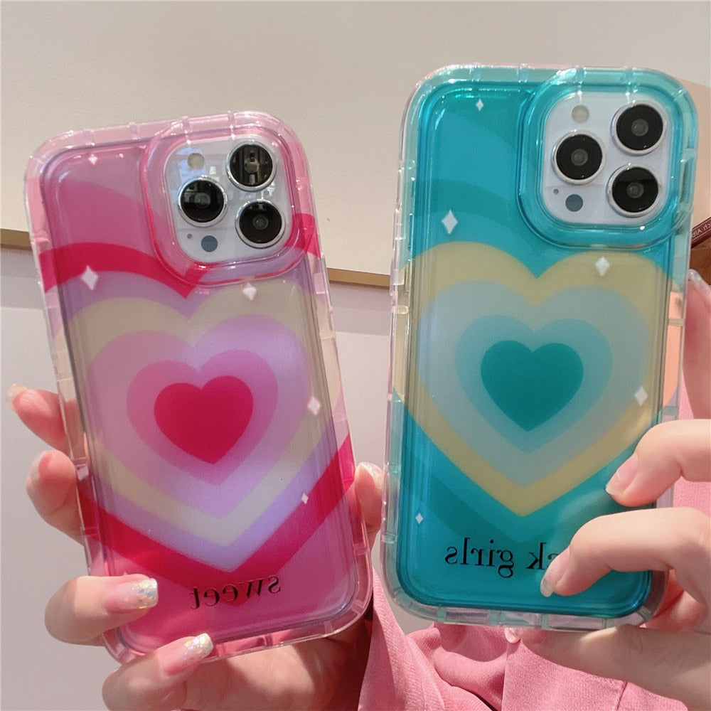 Anymob iPhone Case Pink Lovely Love Heart Air CushionSoft Cover Silicone Shockproof Protector-Mobile Phone Cases-PEROZ Accessories