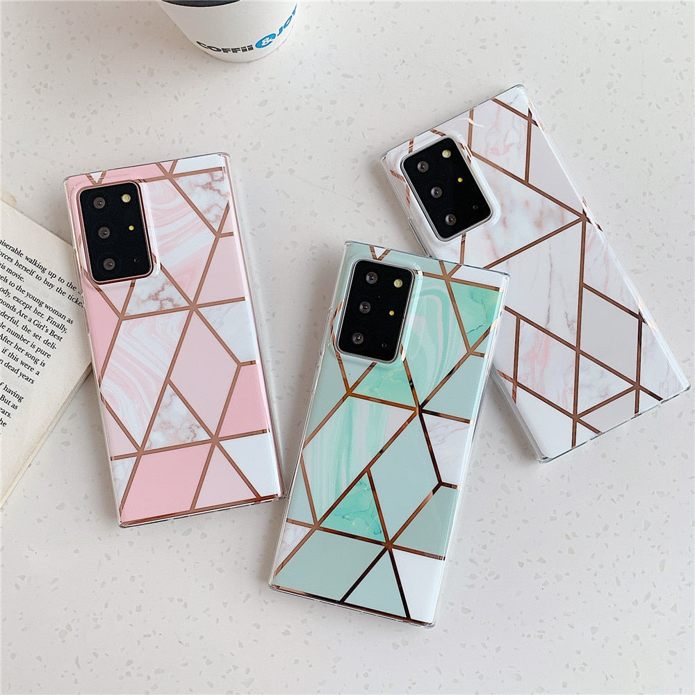 Anymob Samsung Green Geometry Marble Case Silicon Phone Cover-Mobile Phone Cases-PEROZ Accessories