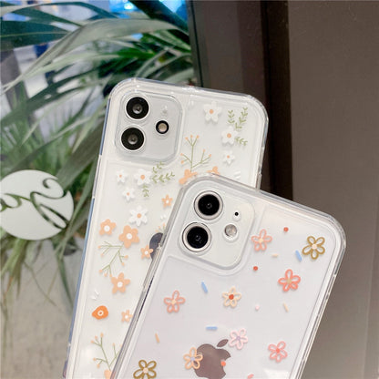 Anymob iPhone Case White and Orange Cute Flowers Floral Clear Soft Silicon Cover-Mobile Phone Cases-PEROZ Accessories