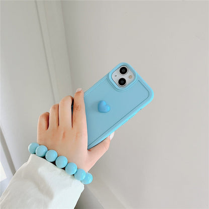 Anymob iPhone Case Blue Cute Love Heart Hand Bracelet Strap Soft Silicone Candy Color Back Cover-Mobile Phone Cases-PEROZ Accessories