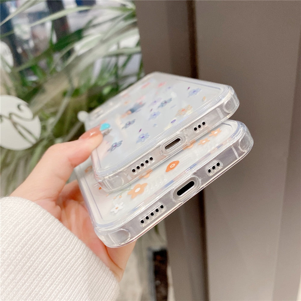 Anymob iPhone Case White and Orange Cute Flowers Floral Clear Soft Silicon Cover-Mobile Phone Cases-PEROZ Accessories