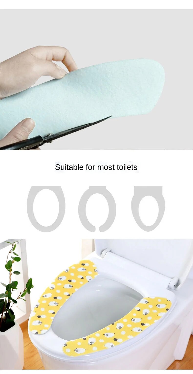 Anyhouz Toilet Seat Cover Yellow Lamb Pattern Washable Mat Bathroom Pad Cushion Toilet Seat Bidet Toilet Cover Accessories-Toilet Seat Cover-PEROZ Accessories