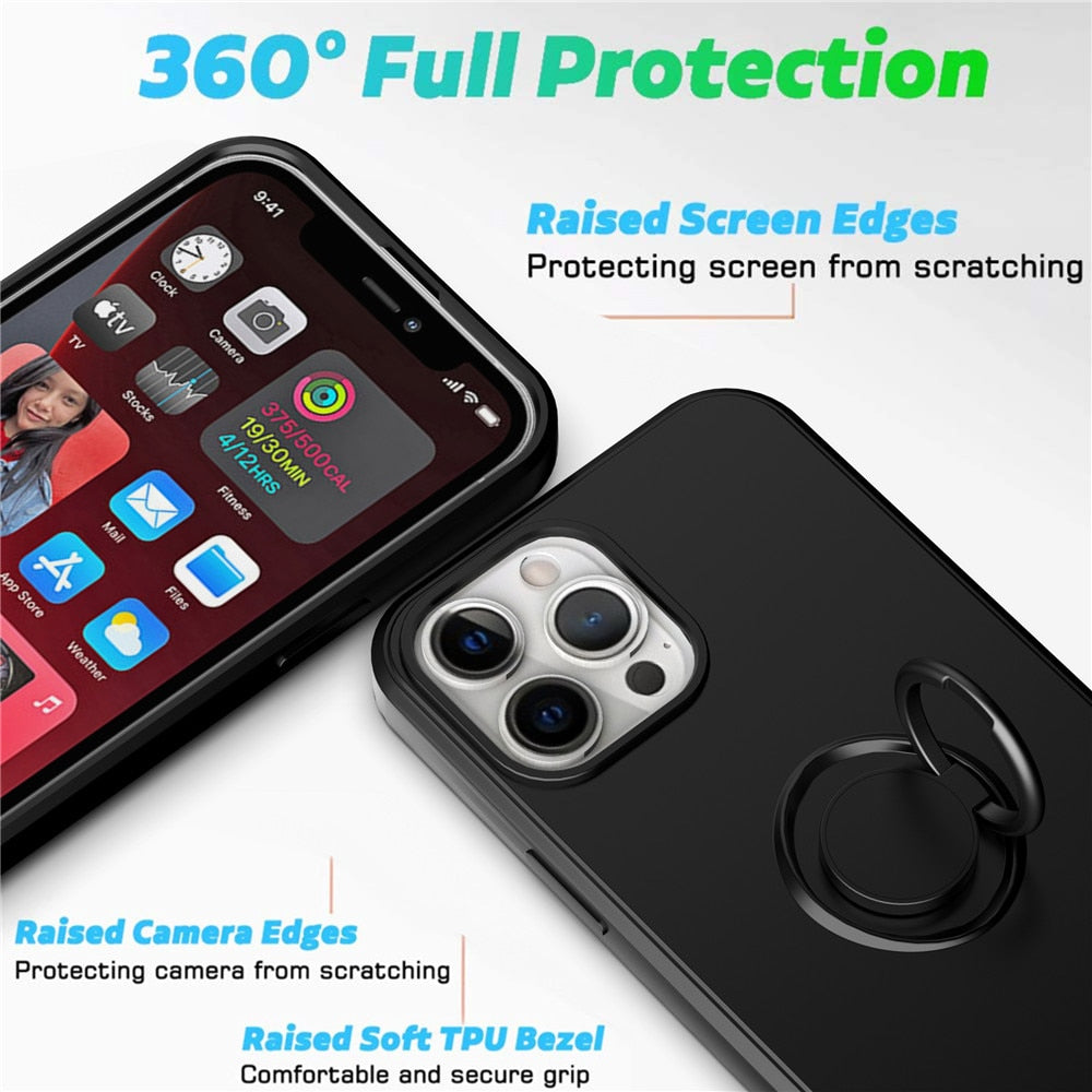 Anymob iPhone Case Pantone Shockproof Silicone Ring Holder Magnetic Stand Back Cover-Mobile Phone Cases-PEROZ Accessories